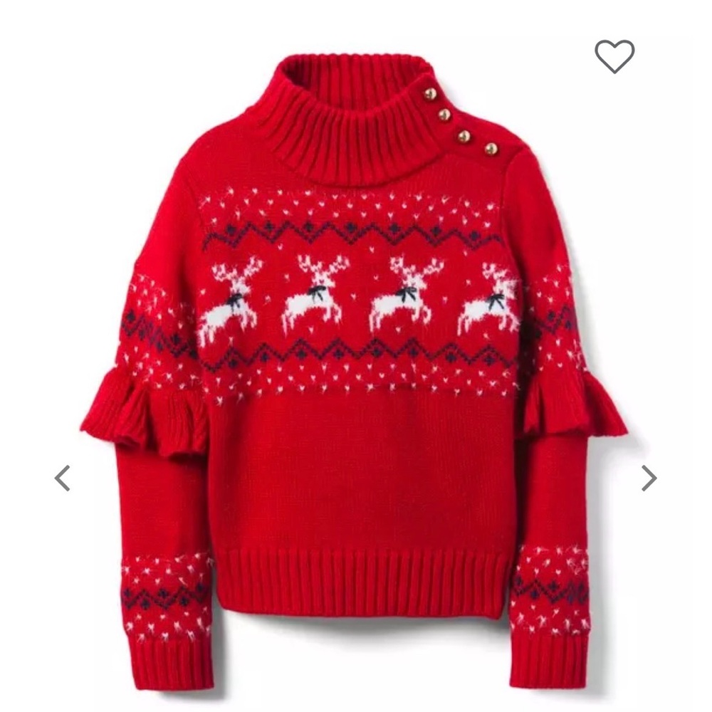 Kids Janie and Jack Reindeer Ruffle Sleeve Sweater